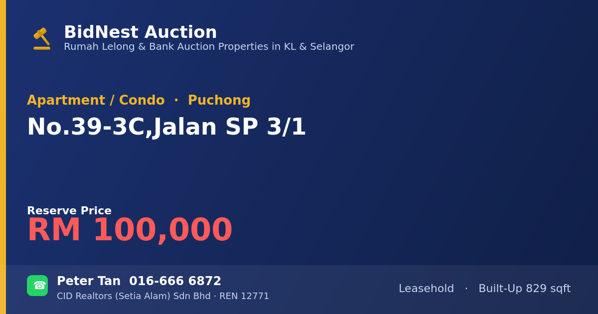 Apartment / Condo · No. 39-3C, Jalan SP 3/1