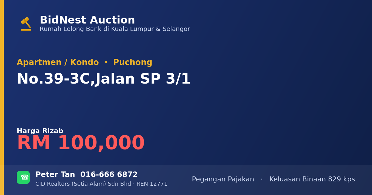 Apartmen / Kondo · No. 39-3C, Jalan SP 3/1