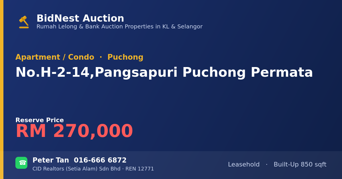 Apartment / Condo · No. H-2-14, Pangsapuri Puchong Permata