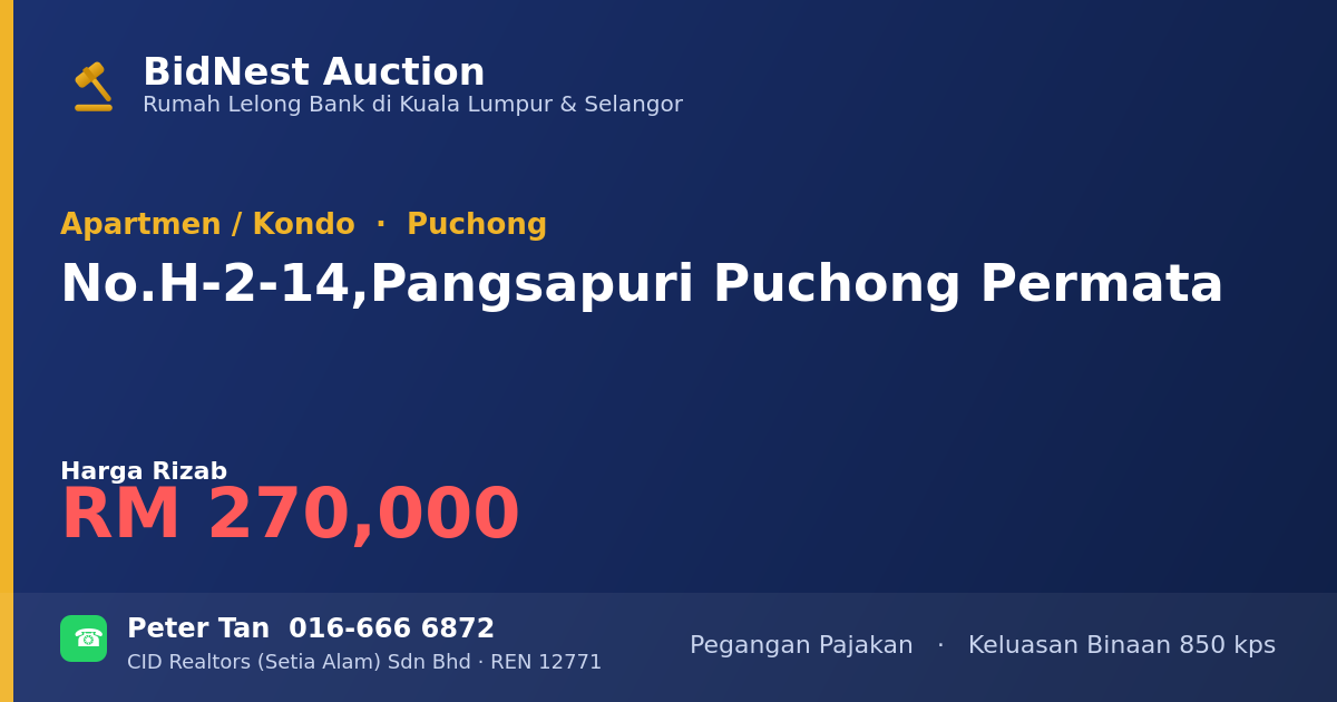 Apartmen / Kondo · No. H-2-14, Pangsapuri Puchong Permata