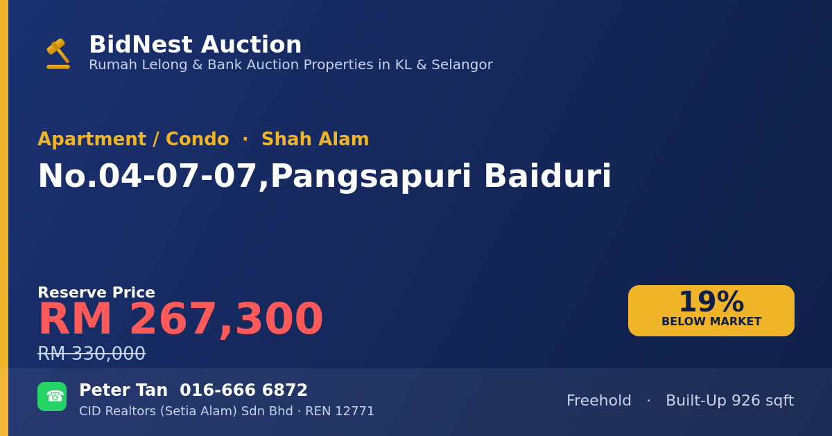 Apartment / Condo · No. 04-07-07, Pangsapuri Baiduri