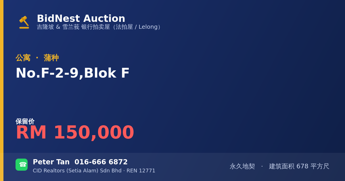 公寓 · No. F-2-9, Blok F