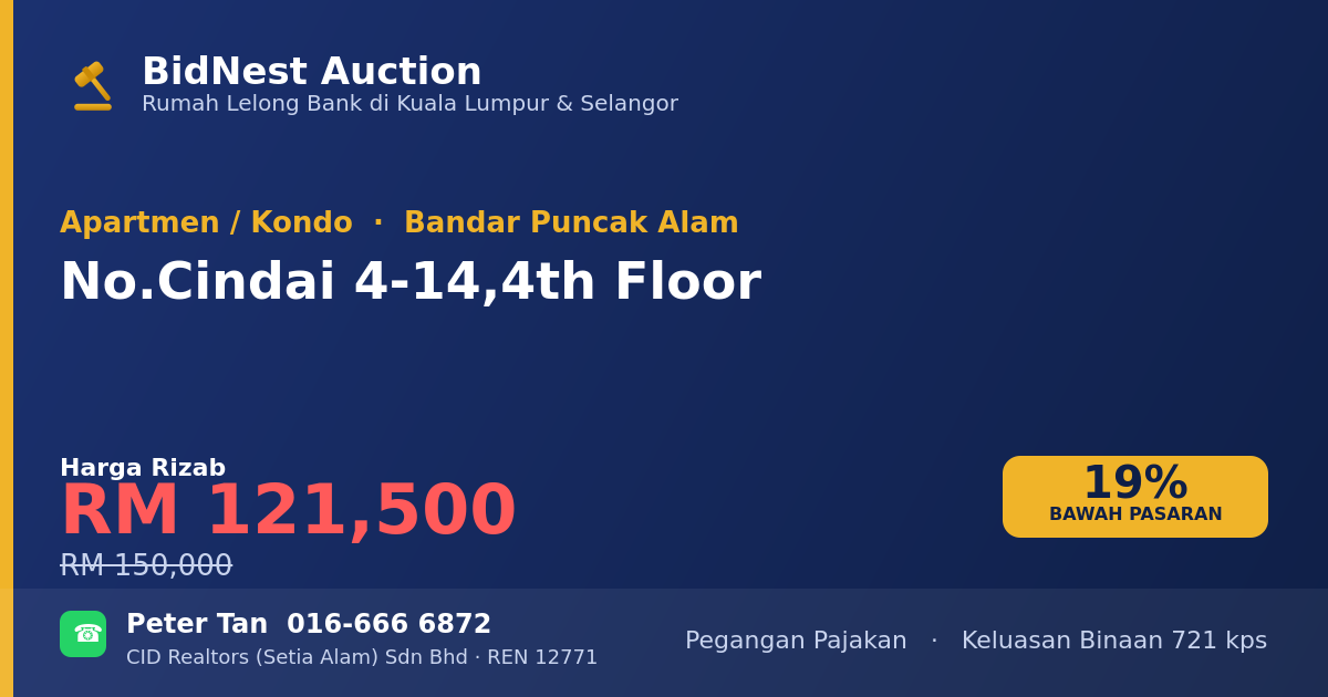 Apartmen / Kondo · No. Cindai 4-14, 4th Floor