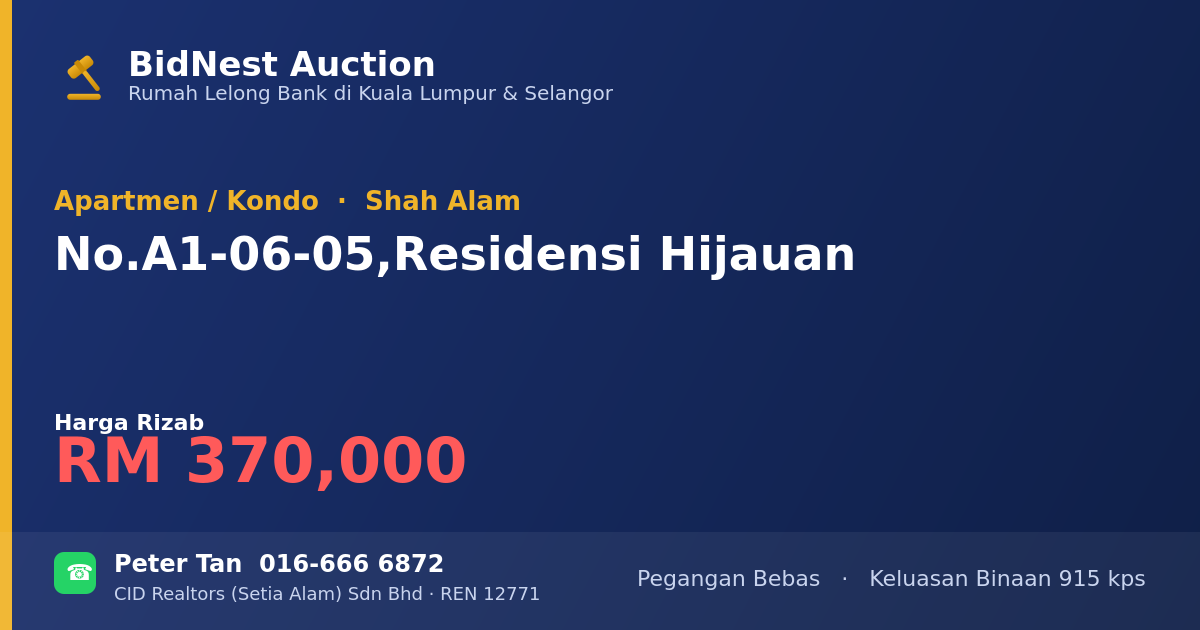 Apartmen / Kondo · No. A1-06-05, Residensi Hijauan