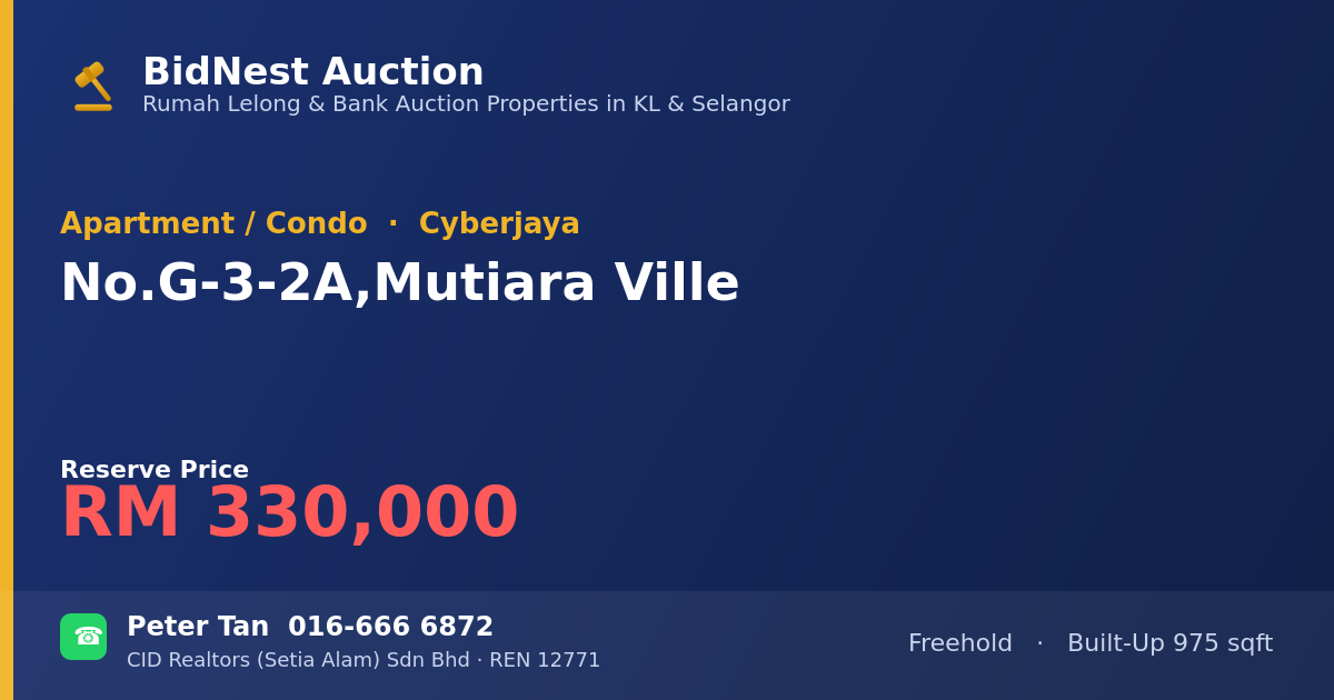 Apartment / Condo · No. G-3-2A, Mutiara Ville