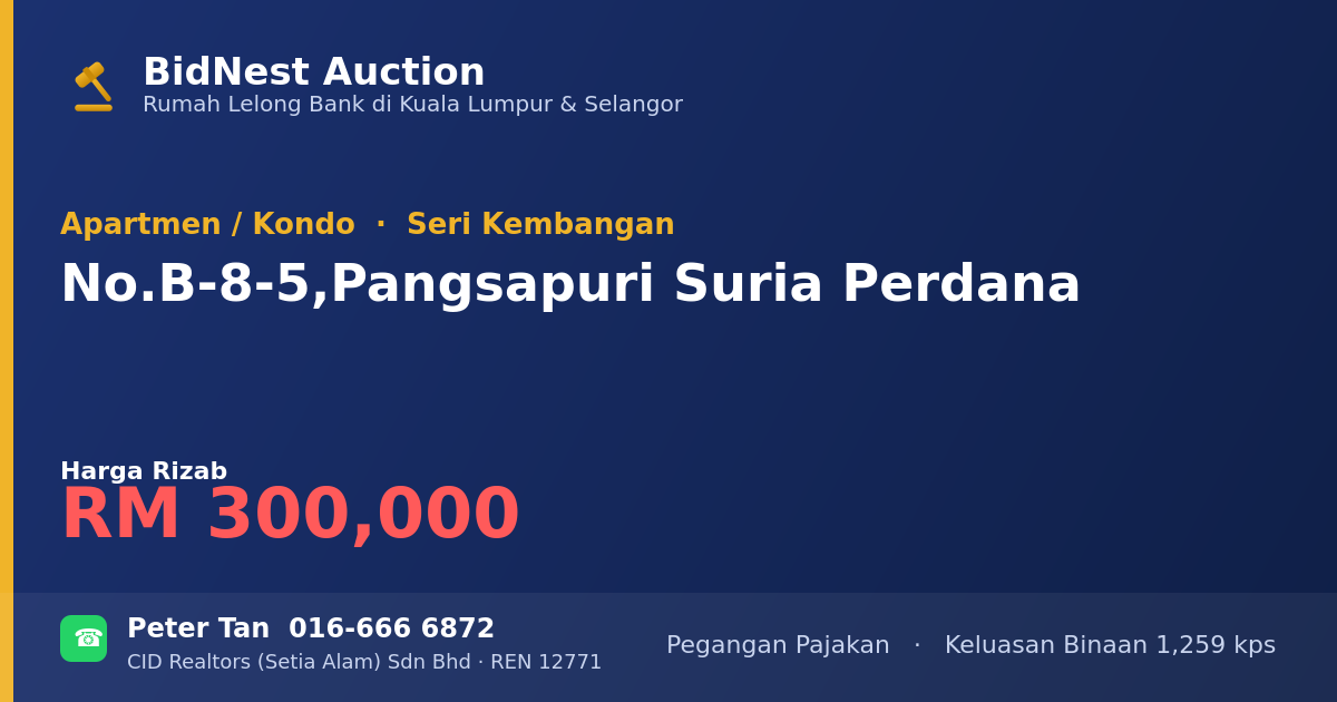 Apartmen / Kondo · No. B-8-5, Pangsapuri Suria Perdana