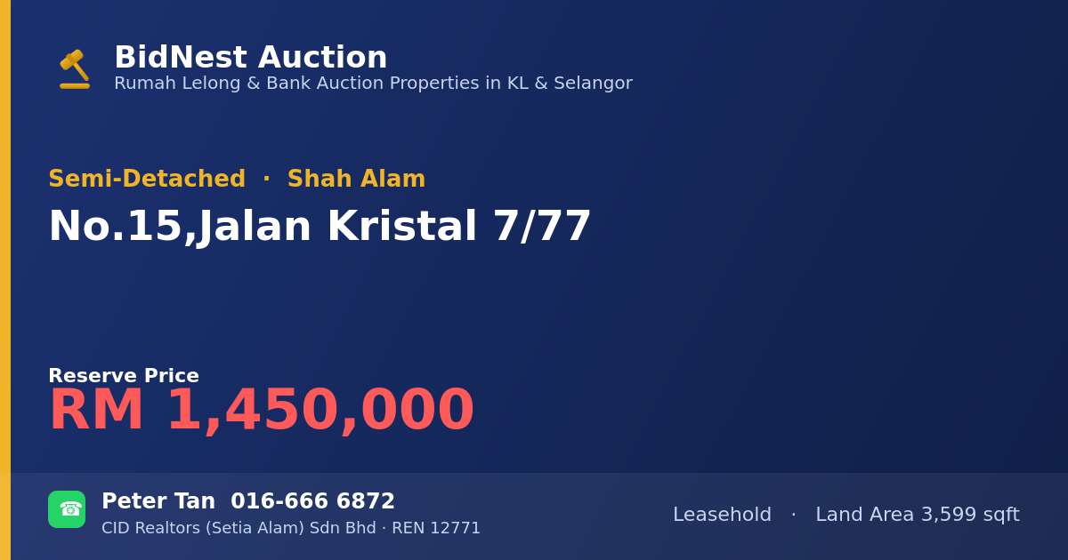 Semi-Detached · No. 15, Jalan Kristal 7/77