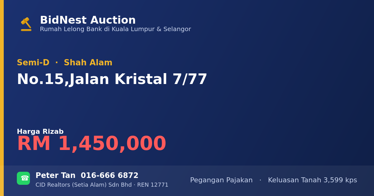 Semi-D · No. 15, Jalan Kristal 7/77