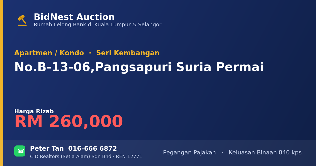 Apartmen / Kondo · No. B-13-06, Pangsapuri Suria Permai