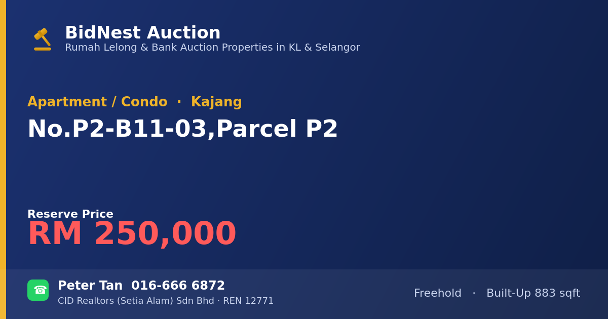 Apartment / Condo · No. P2-B11-03, Parcel P2