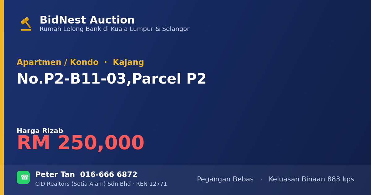Apartmen / Kondo · No. P2-B11-03, Parcel P2