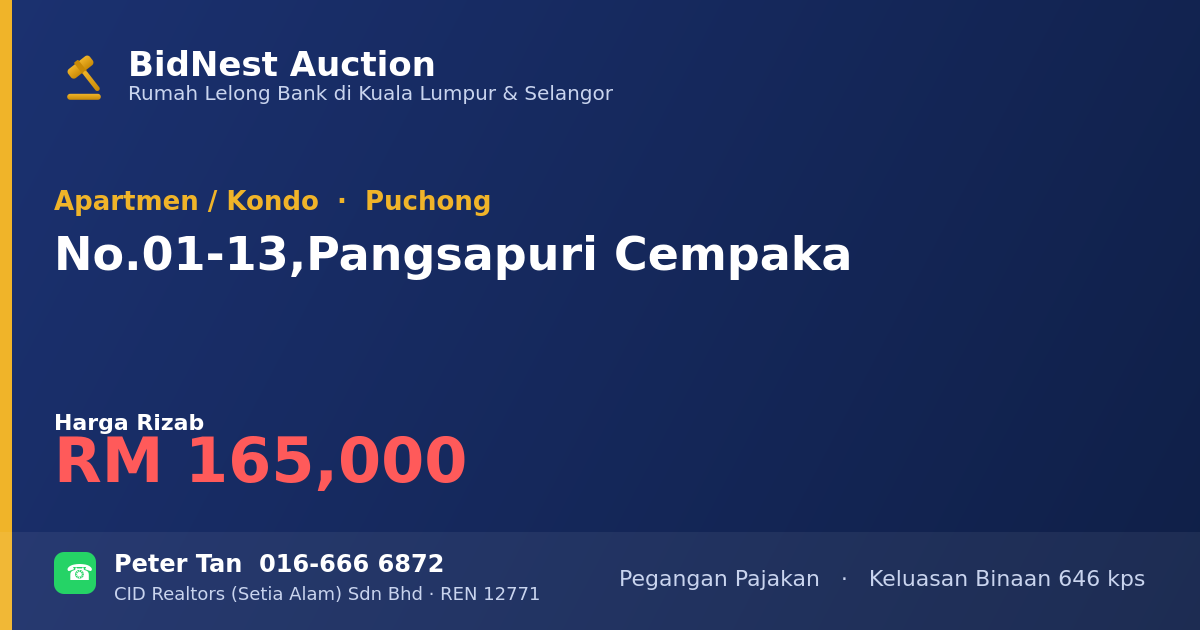 Apartmen / Kondo · No. 01-13, Pangsapuri Cempaka