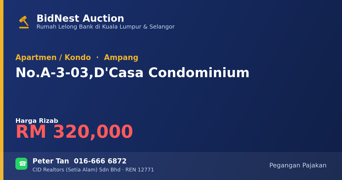 Apartmen / Kondo · No. A-3-03, D'Casa Condominium