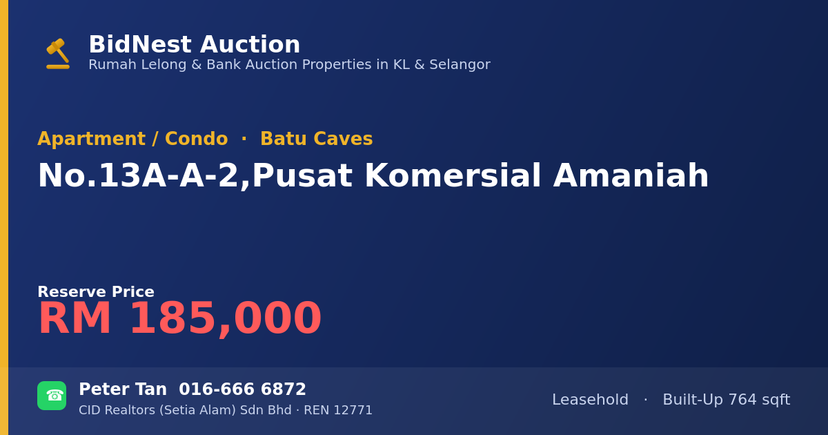 Apartment / Condo · No. 13A-A-2, Pusat Komersial Amaniah