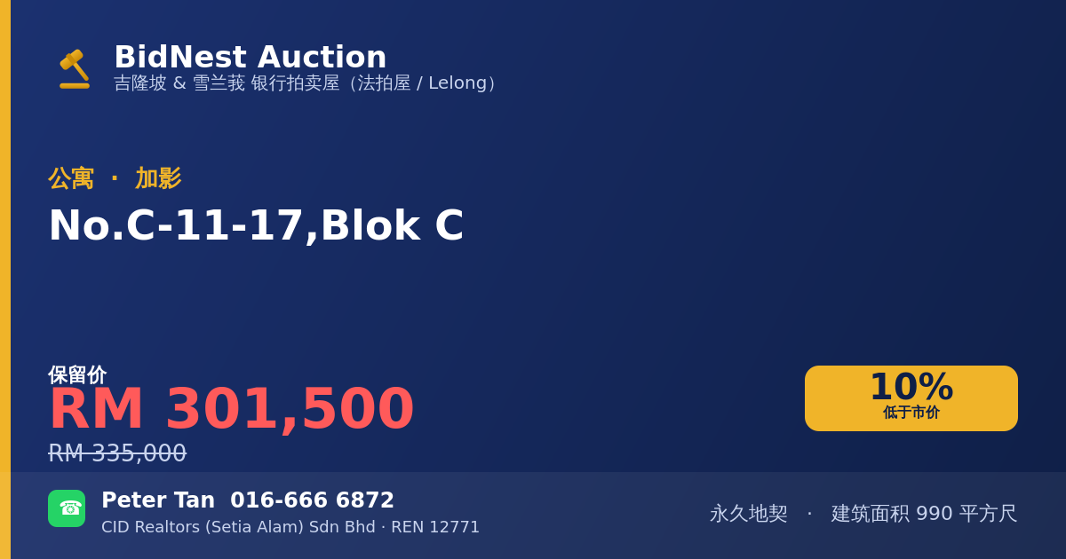 公寓 · No. C-11-17, Blok C