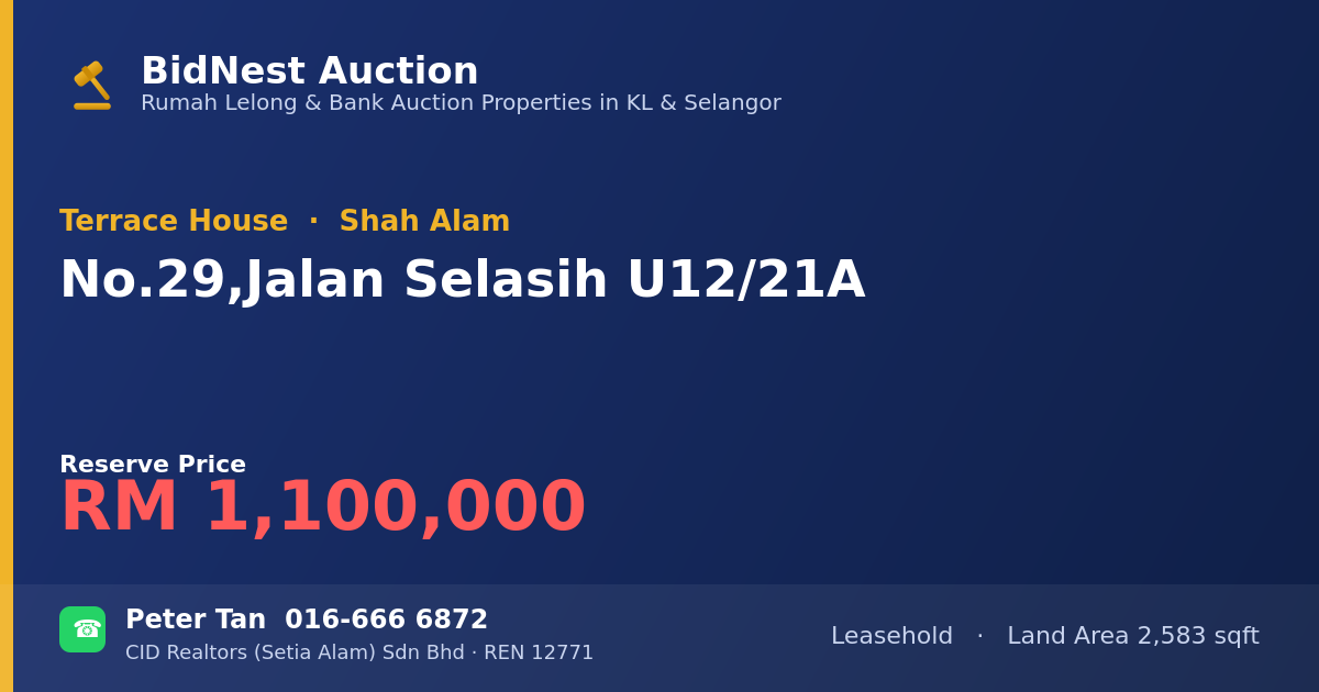 Terrace House · No. 29, Jalan Selasih U12/21A