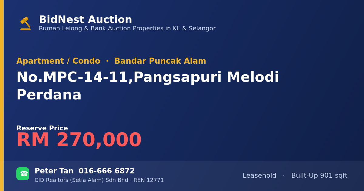 Apartment / Condo · No. MPC-14-11, Pangsapuri Melodi Perdana