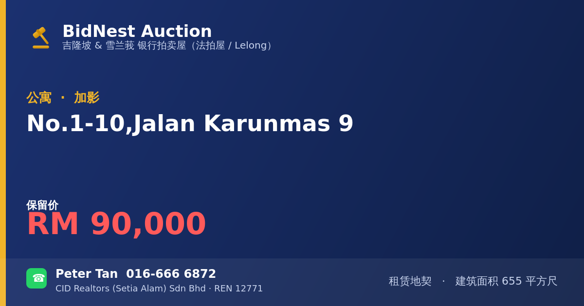 公寓 · No. 1-10, Jalan Karunmas 9