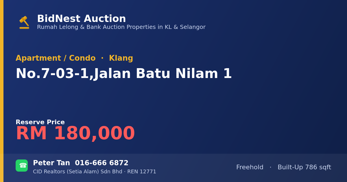 Apartment / Condo · No. 7-03-1, Jalan Batu Nilam 1