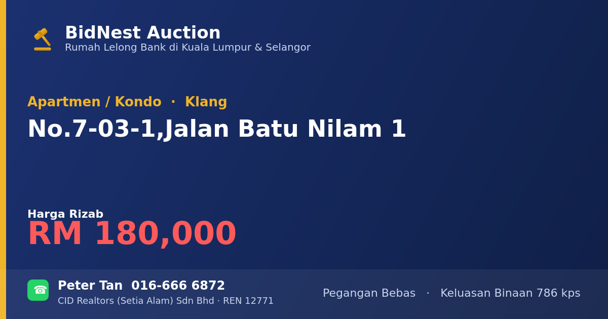 Apartmen / Kondo · No. 7-03-1, Jalan Batu Nilam 1