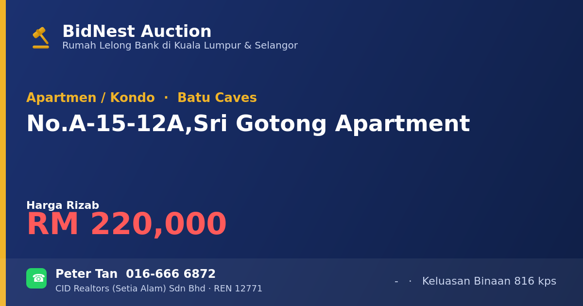 Apartmen / Kondo · No. A-15-12A, Sri Gotong Apartment