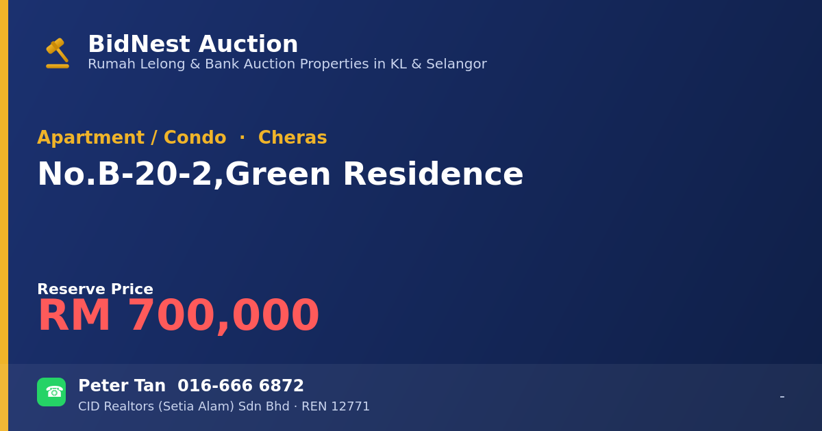 Apartment / Condo · No. B-20-2, Green Residence
