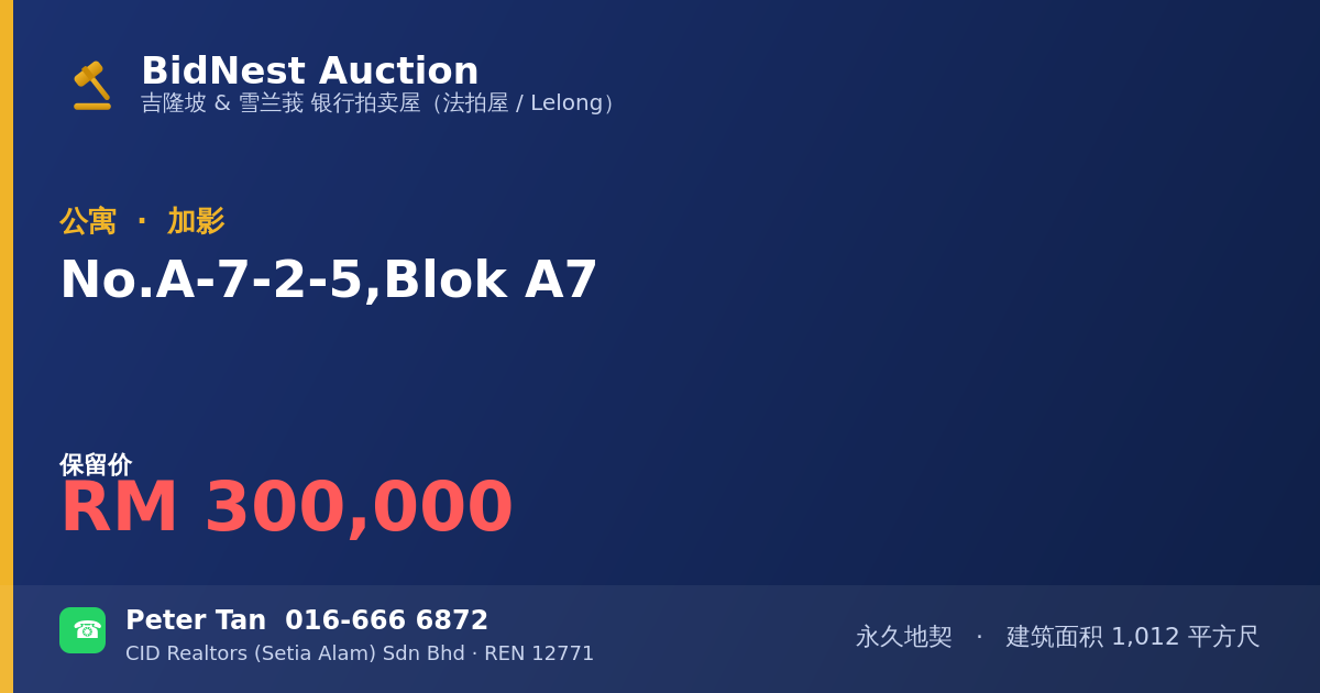 公寓 · No. A-7-2-5, Blok A7