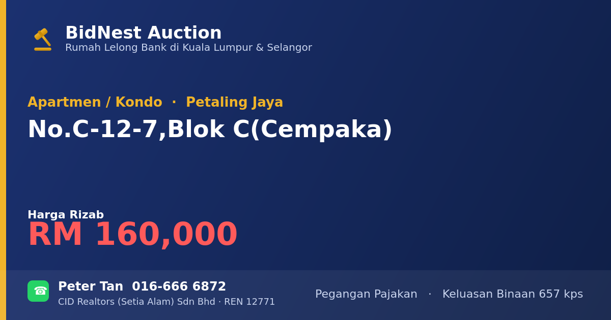 Apartmen / Kondo · No. C-12-7, Blok C (Cempaka)