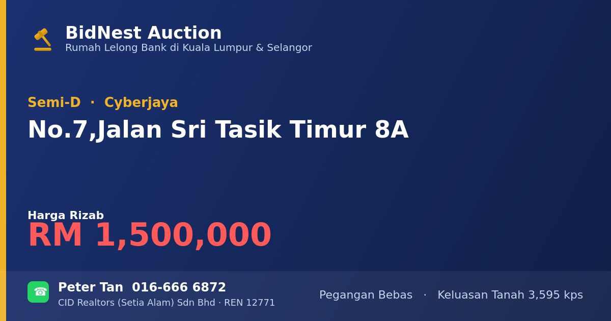 Semi-D · No. 7, Jalan Sri Tasik Timur 8A