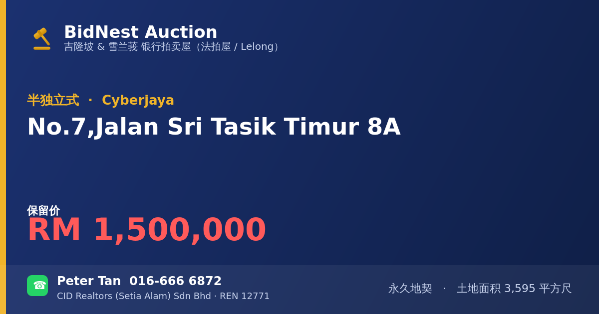 半独立式 · No. 7, Jalan Sri Tasik Timur 8A