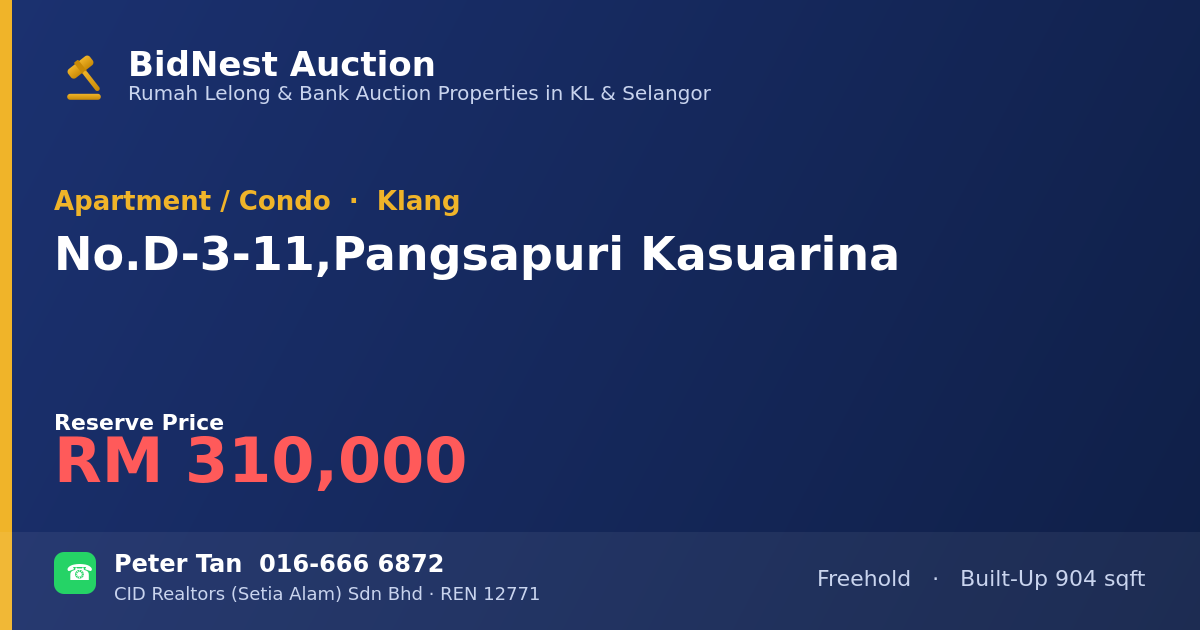 Apartment / Condo · No. D-3-11, Pangsapuri Kasuarina