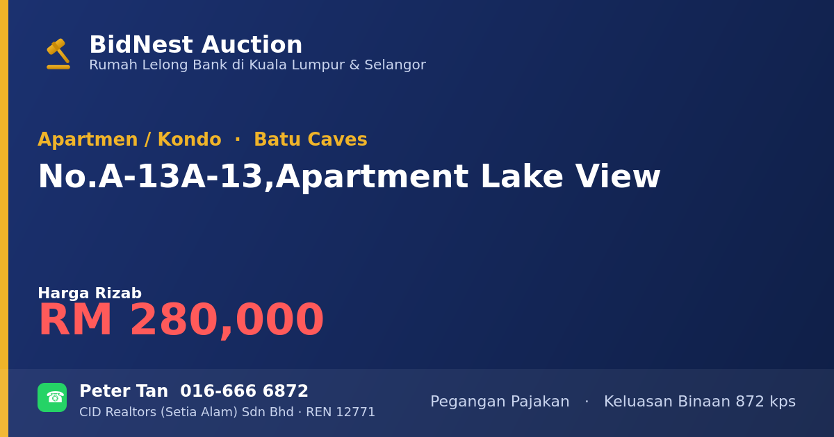 Apartmen / Kondo · No. A-13A-13, Apartment Lake View
