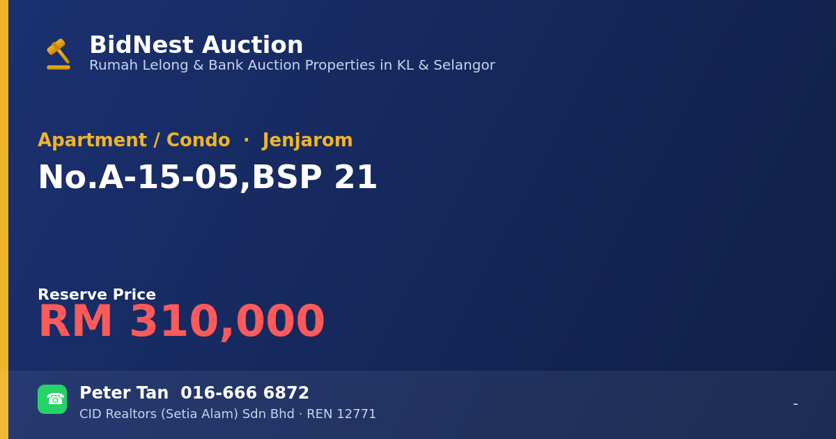 Apartment / Condo · No. A-15-05, BSP 21
