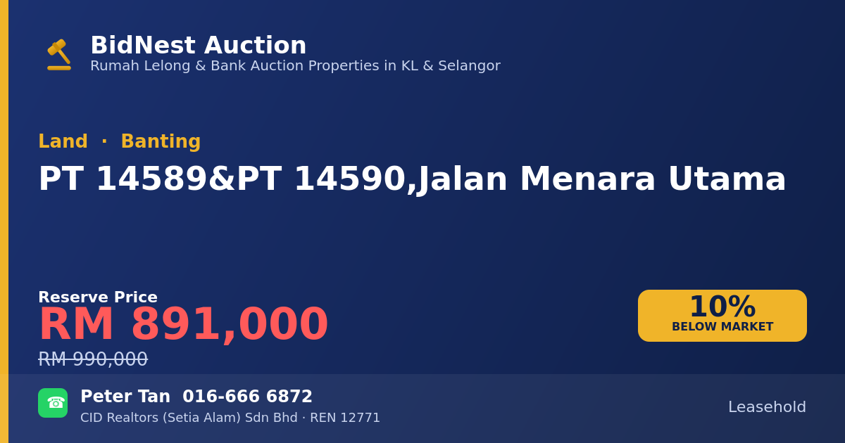Land · PT 14589 & PT 14590, Jalan Menara Utama
