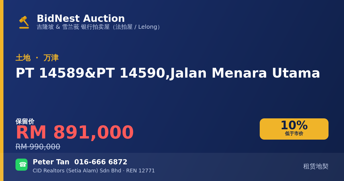 土地 · PT 14589 & PT 14590, Jalan Menara Utama
