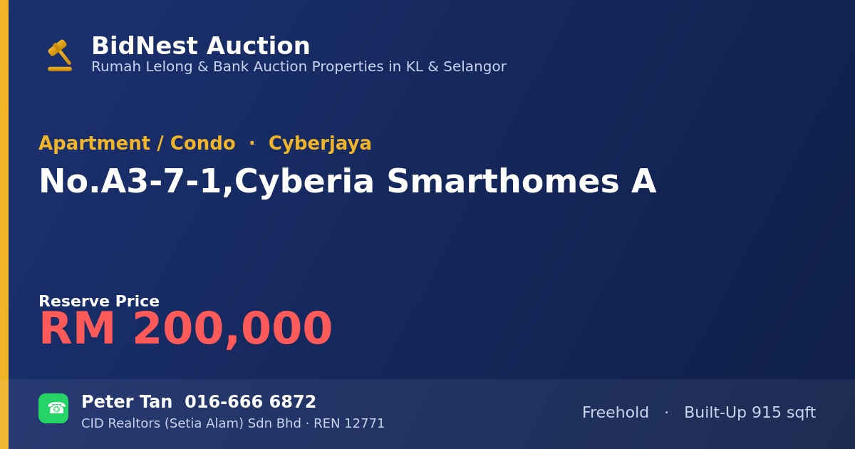 Apartment / Condo · No. A3-7-1, Cyberia Smarthomes A