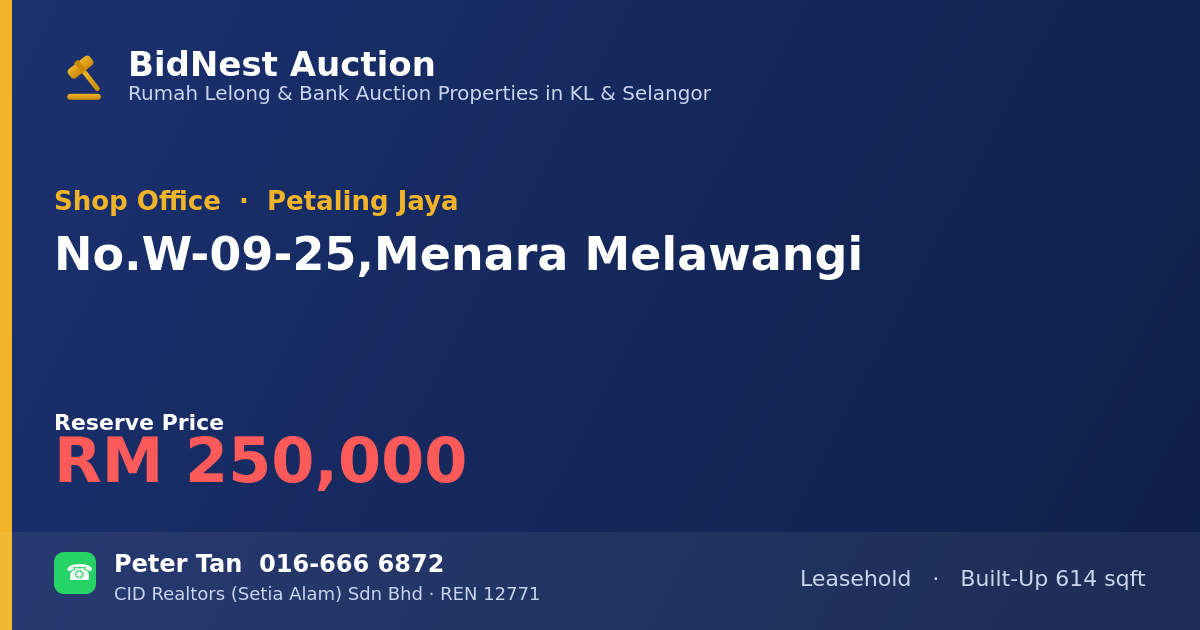 Shop Office · No. W-09-25, Menara Melawangi