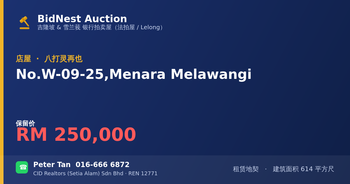 店屋 · No. W-09-25, Menara Melawangi