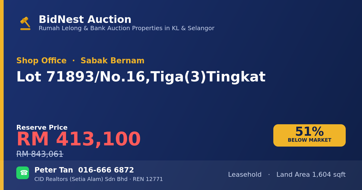 Shop Office · Lot 71893 / No. 16, Tiga (3) Tingkat