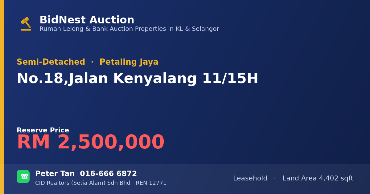 Semi-Detached · No. 18, Jalan Kenyalang 11/15H