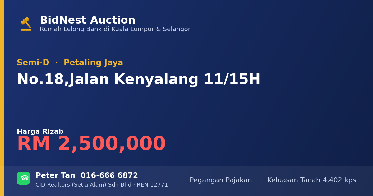Semi-D · No. 18, Jalan Kenyalang 11/15H