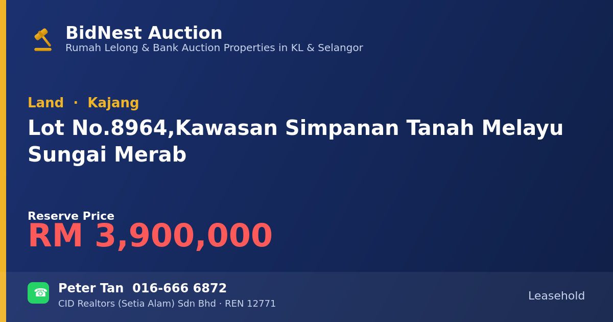 Land · Lot No. 8964, Kawasan Simpanan Tanah Melayu Sungai Merab