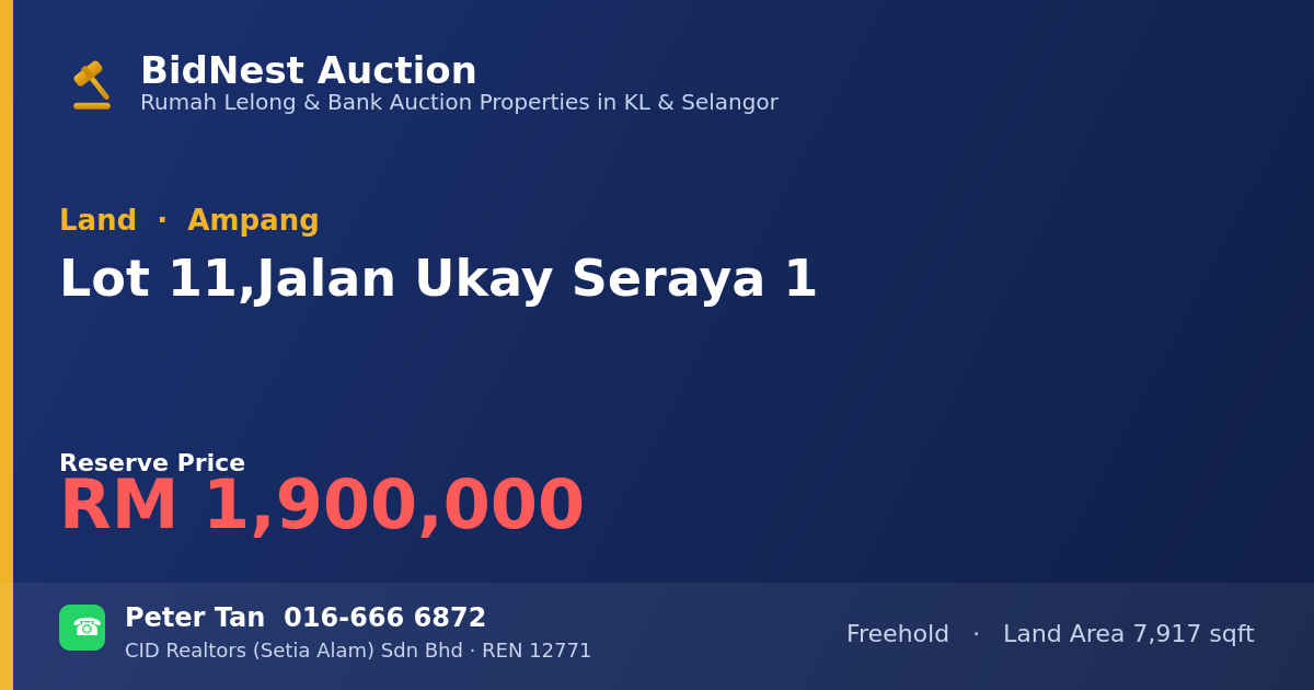 Land · Lot 11, Jalan Ukay Seraya 1