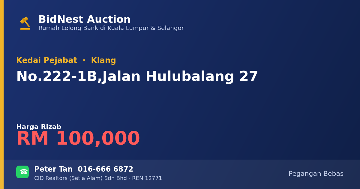 Kedai Pejabat · No. 222-1B, Jalan Hulubalang 27