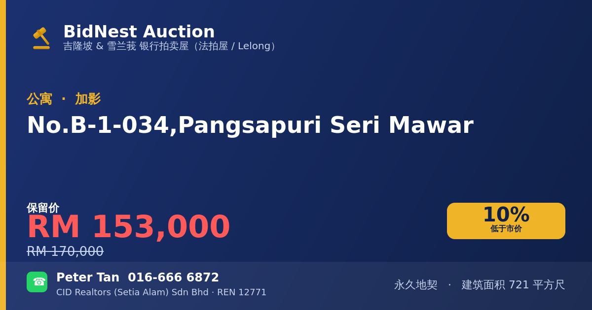 公寓 · No. B-1-034, Pangsapuri Seri Mawar