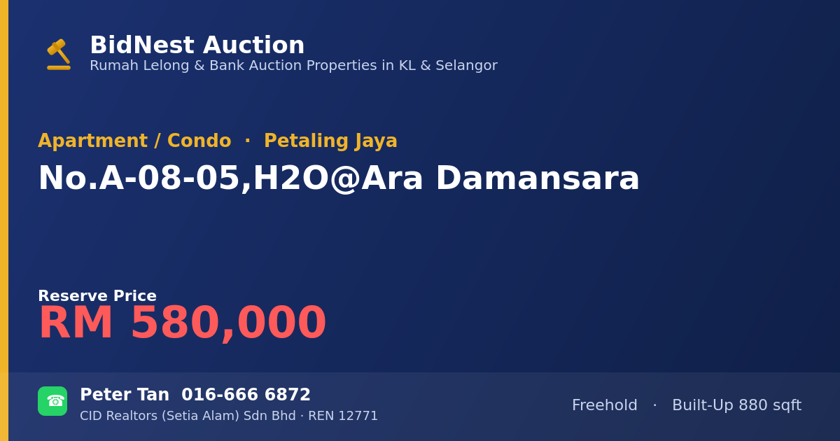Apartment / Condo · No. A-08-05, H2O @ Ara Damansara