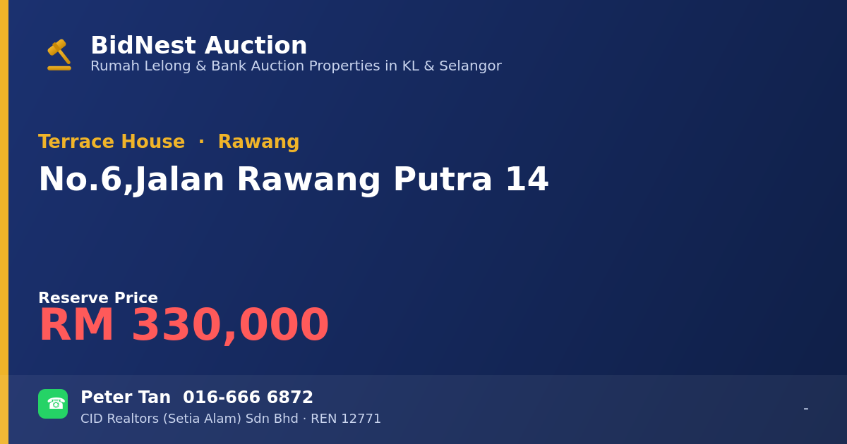 Terrace House · No. 6, Jalan Rawang Putra 14