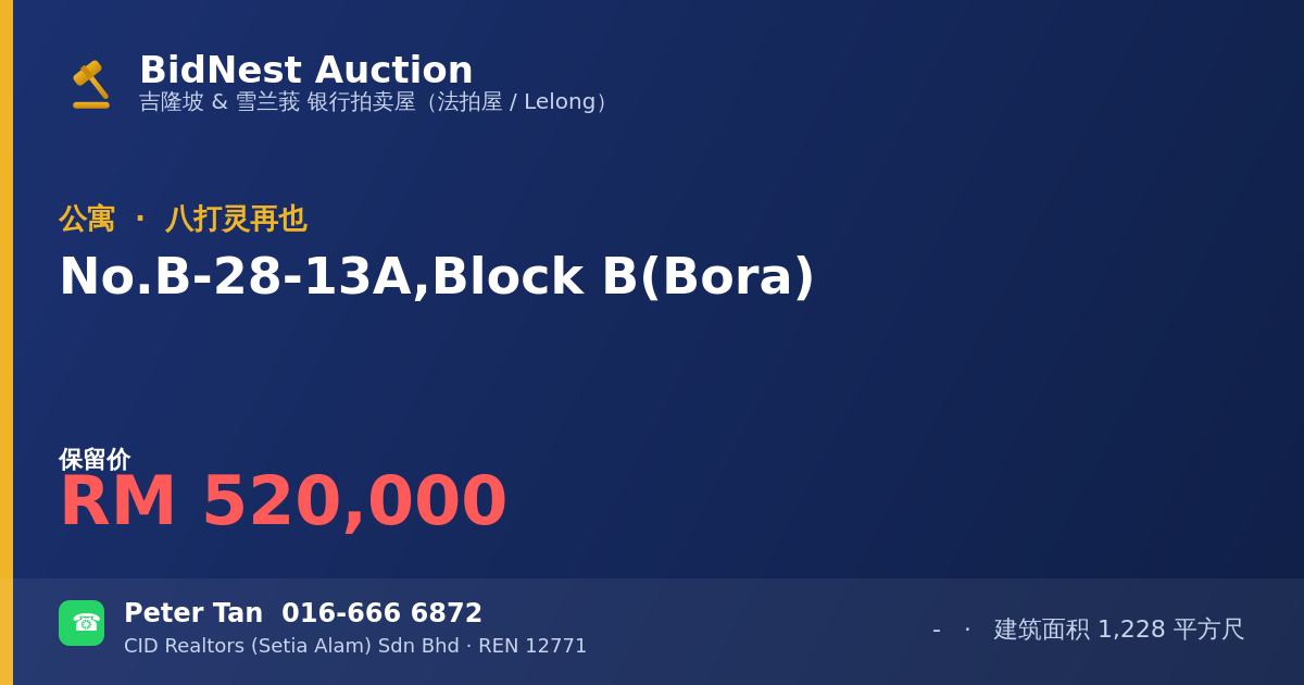 公寓 · No. B-28-13A, Block B (Bora)