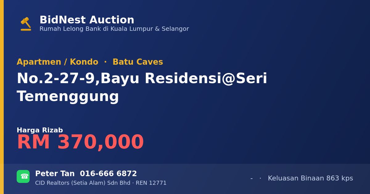 Apartmen / Kondo · No. 2-27-9, Bayu Residensi @ Seri Temenggung