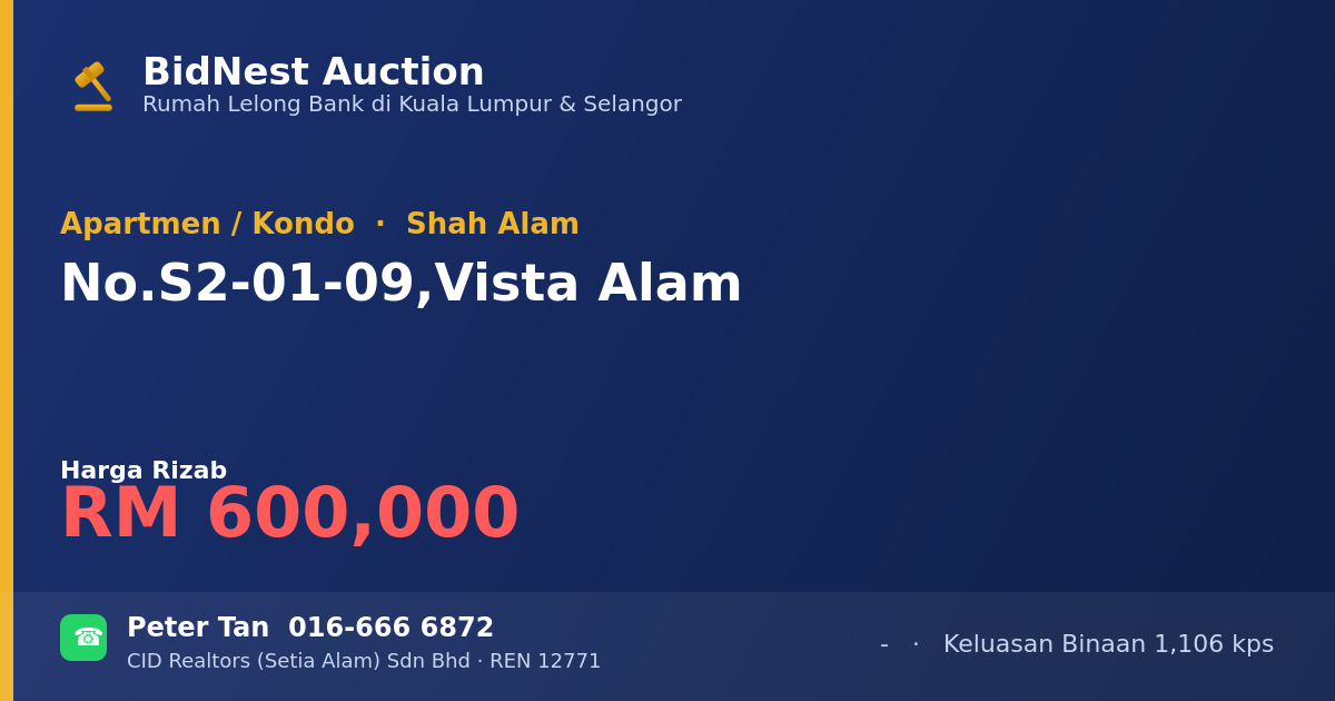 Apartmen / Kondo · No. S2-01-09, Vista Alam